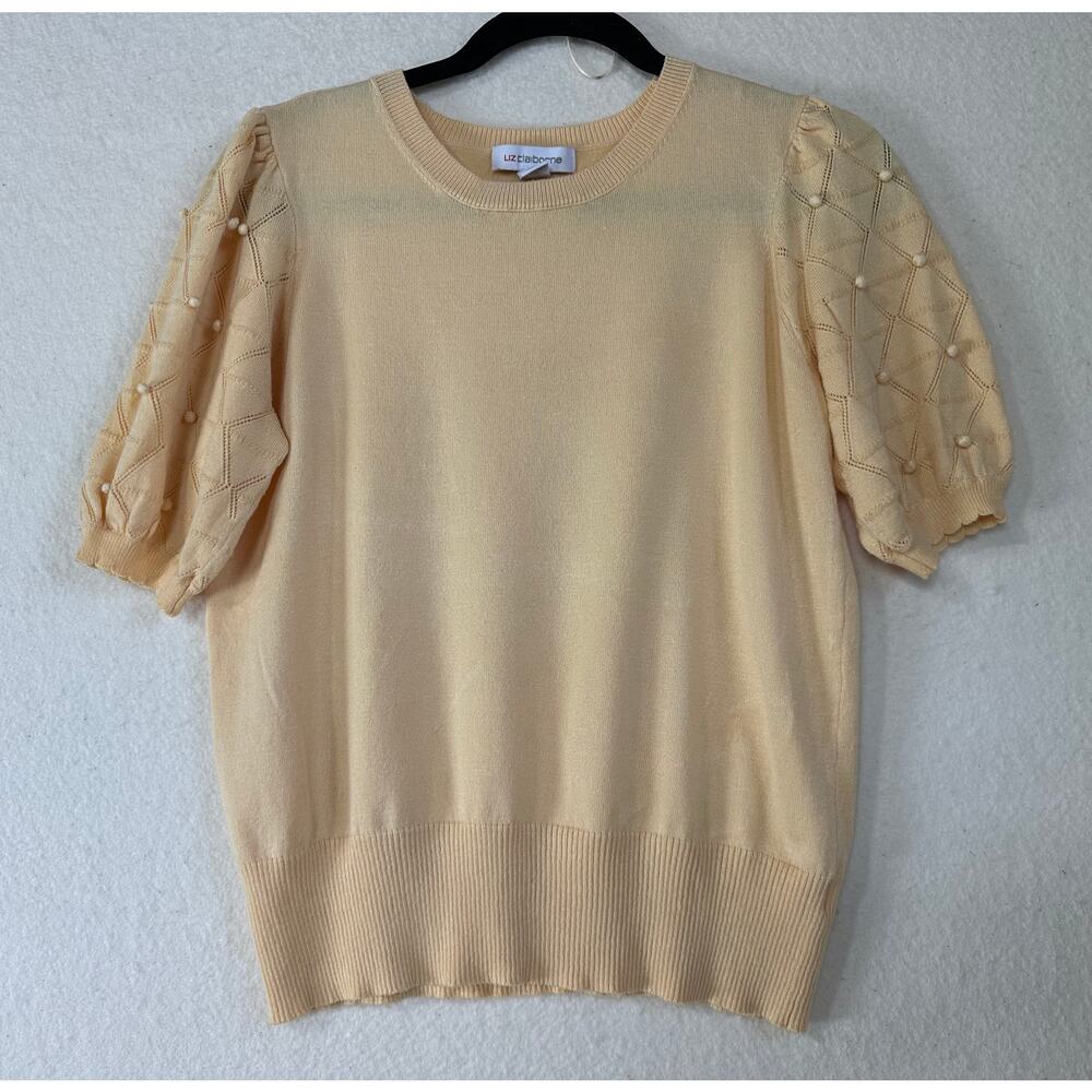 Liz Claiborne Size M Short Sleeve Vintage Sweater Grannycore Retro Cottagecore